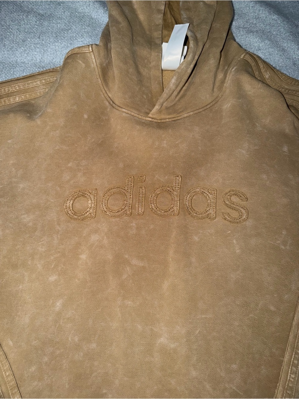 adidas Kids Tan Hooded Sweatshirt with Embroidered Logo